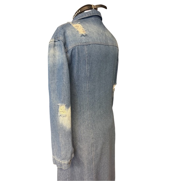 Distressed Denim Longline Dress - Picture 6 of 9